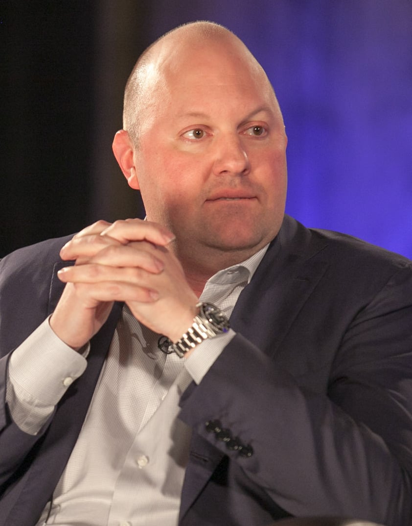 Photo of Marc Andreessen looking to the right while clasping his hands. Image via https://www.flickr.com/photos/jdlasica/10082059294/