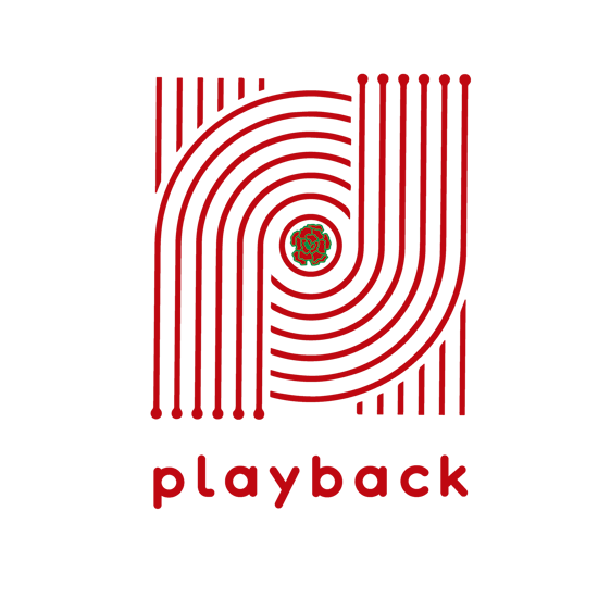Simbolo da Playback adaptado ao 25 de abril com um cravo ao centro