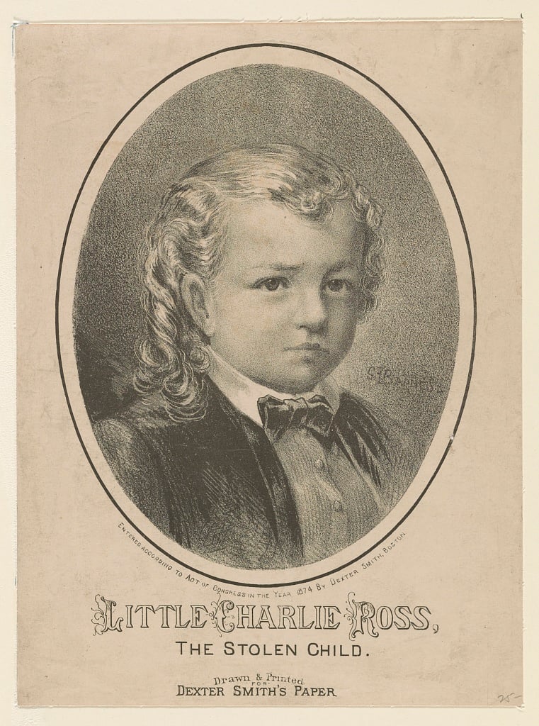 1 print : lithograph ; 28.3 x 21 cm (sheet) | Print shows Charlie (or Charley) Ross, bust portrait, facing right, in oval.