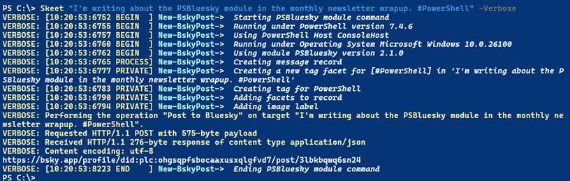 Custom verbose messaging
