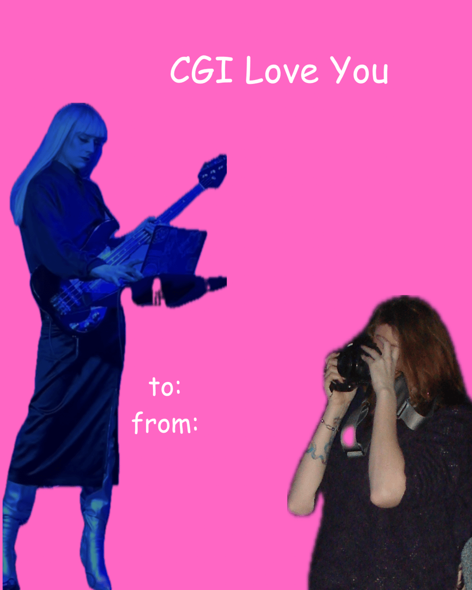 a valentines meme card that says "CGI Love You" with pics of lotus and beth
