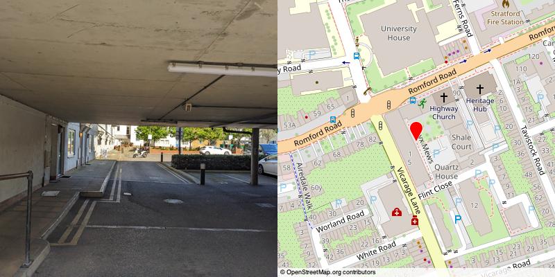 A picture and map of the mews
