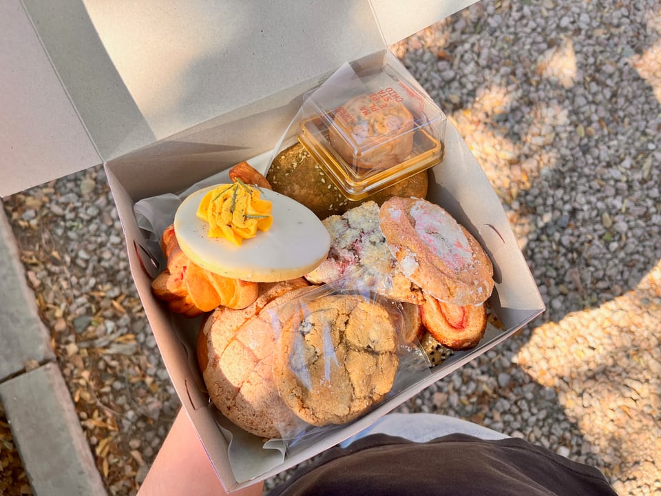 a box of pastries from the stoop kid bake n take!