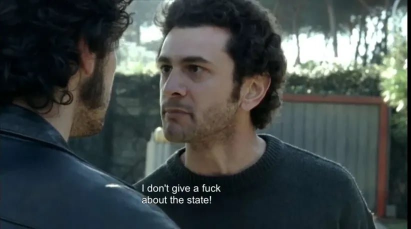 screenshot from the Italian crime show Romanzo Criminale