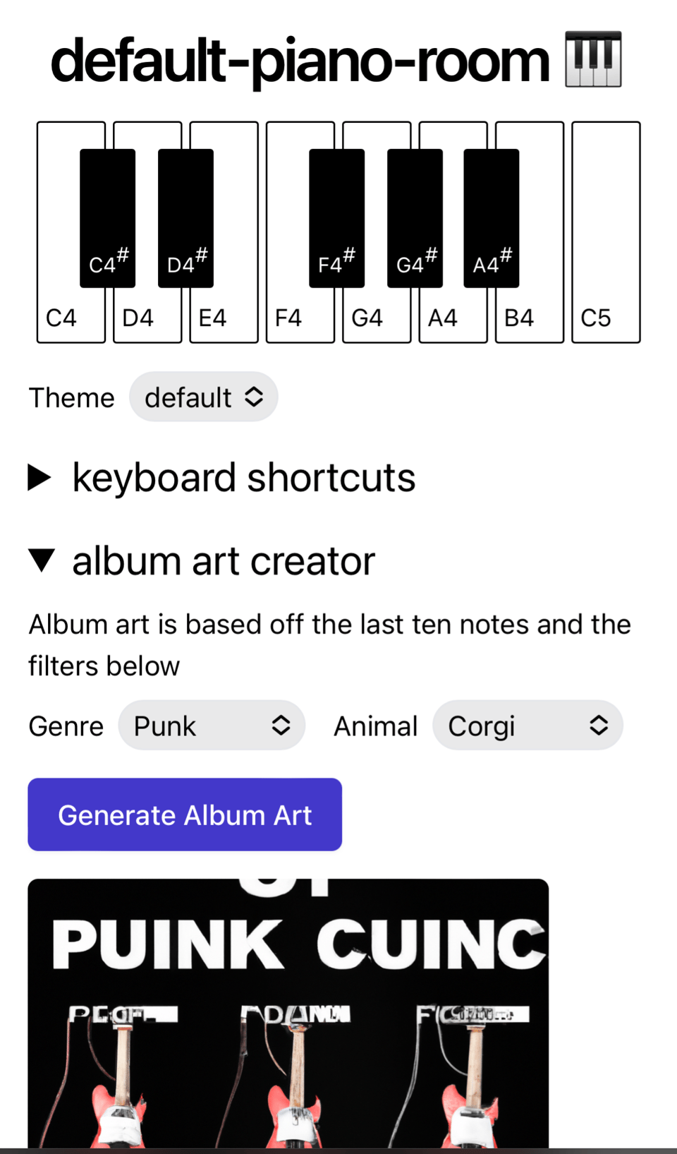 Piano room in Collabiano.com