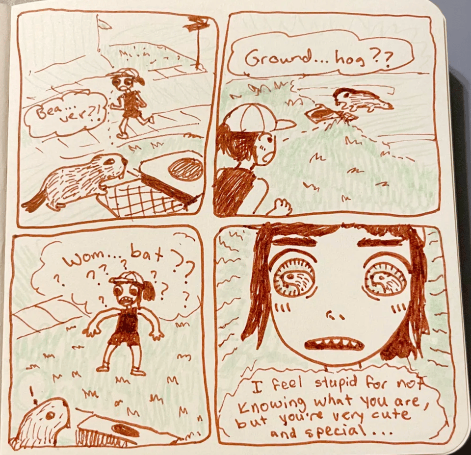 comic about seeing a groundhog while out jogging