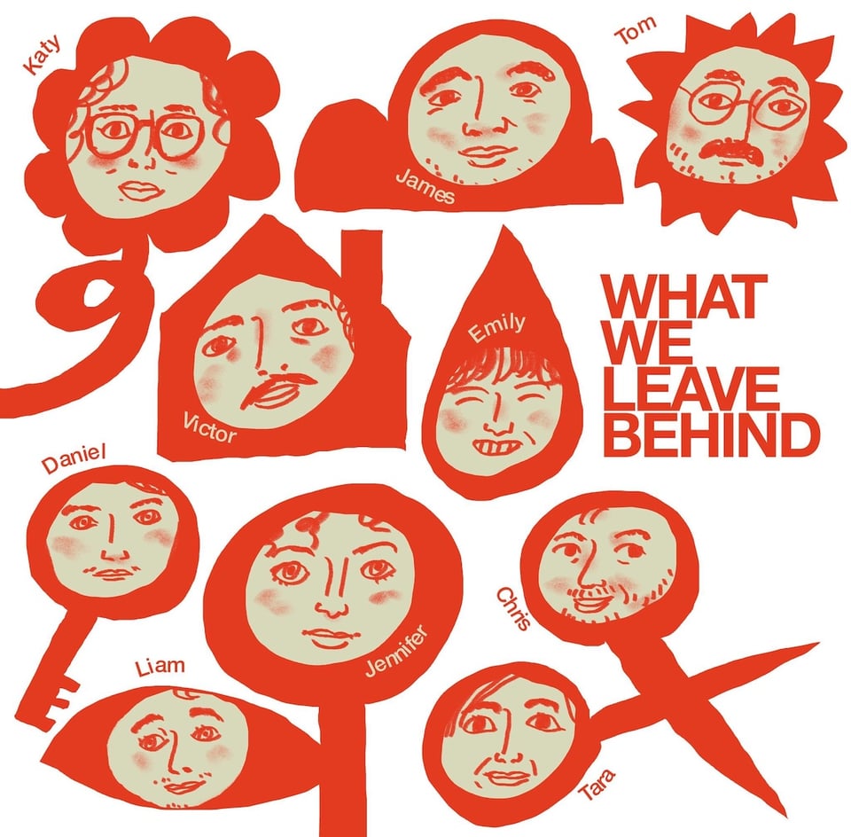 A cool image with all the cast of What We Leave Behind as objects.