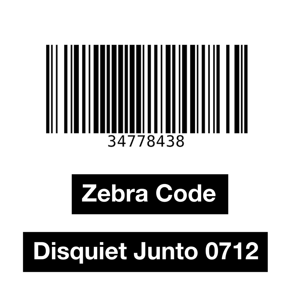 This shows a zebra code, or bar codem plus the name and number of the project