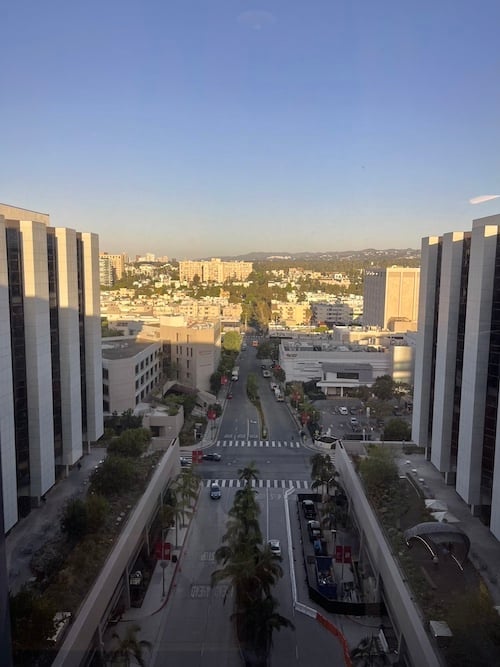 a view of Los Angeles from an eighth floor hospital window in the early morning