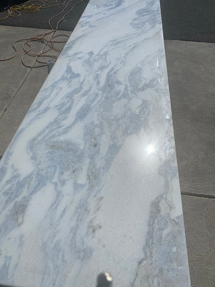 Dolomite counter top ready to be etched and stained within an inch of its life