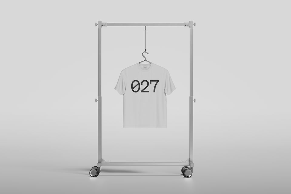 Hanging t-shirt mockup in light mode