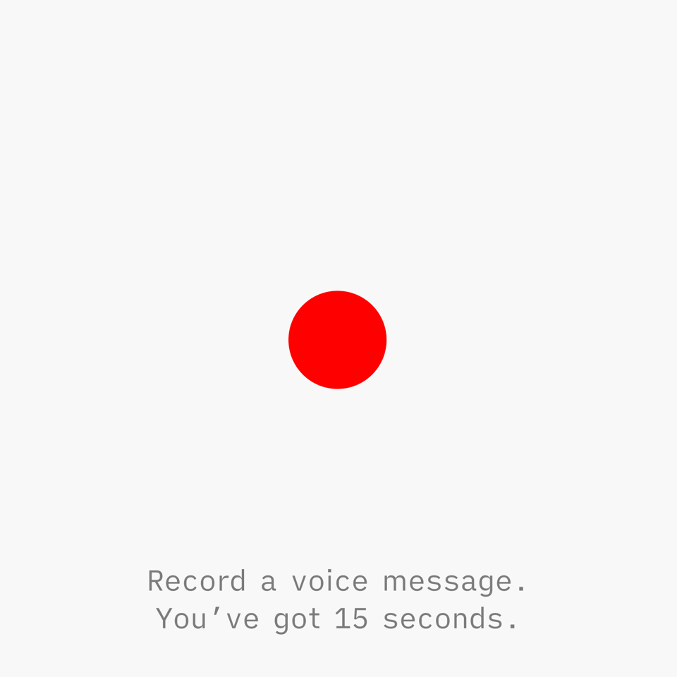 Audio message instruction with a recording icon
