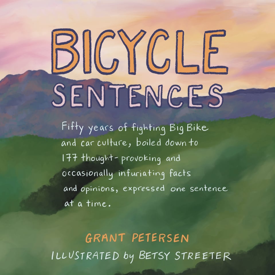 Image of the front cover of the new book, Bicycle Sentences