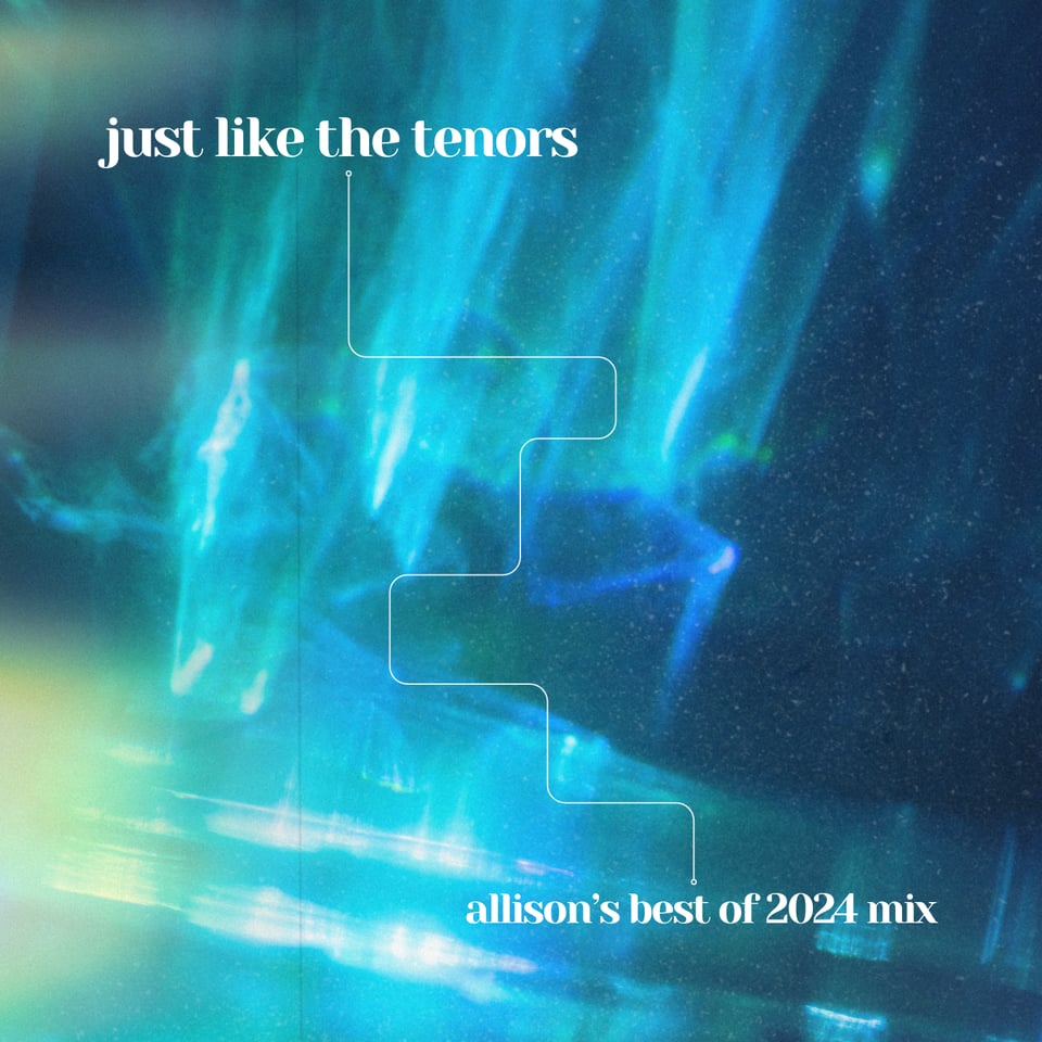Blue album artwork with streaky light leaks throughout that has white text on the top that reads