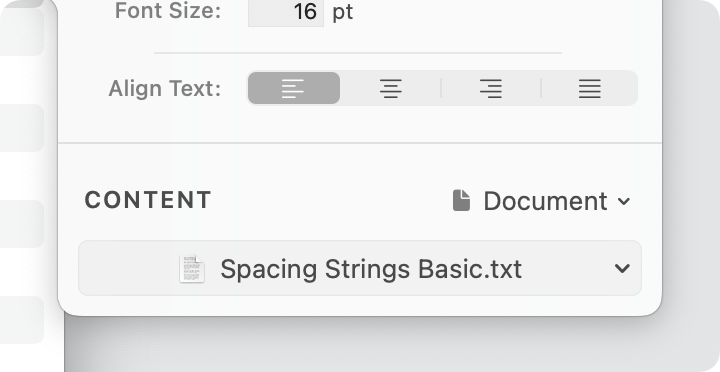 Section Editor UI with the content linked to a text document.