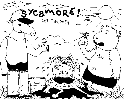 The gang is outside. Tup cracks a can of beer. Claire sits on a stump, melting. Milo watches with awe a dragonfly at rest on his finger.