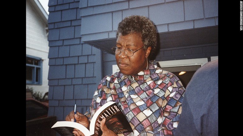 Octavia Butler signing the book Dark Matter