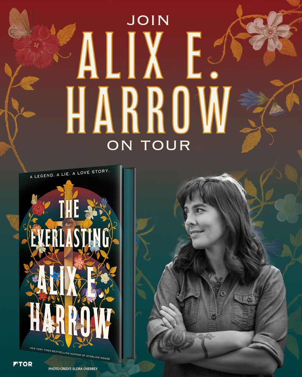 a little promo graphic that says, rather demandingly, JOIN ALIX E. HARROW ON TOUR, with a black and white picture of me next to my book.