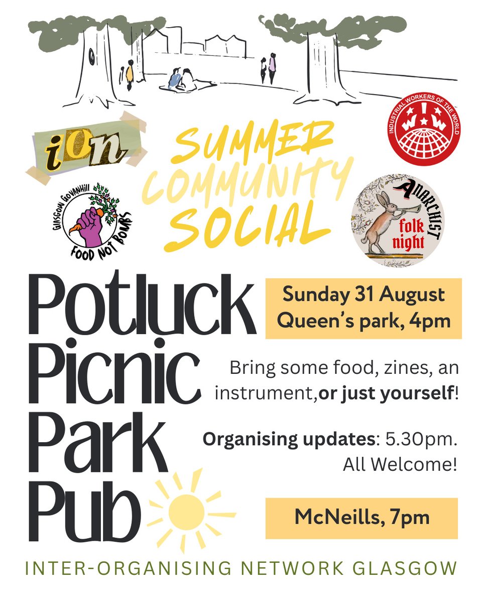 Summer Community Social, Potluck Picnic Park Pub, poster