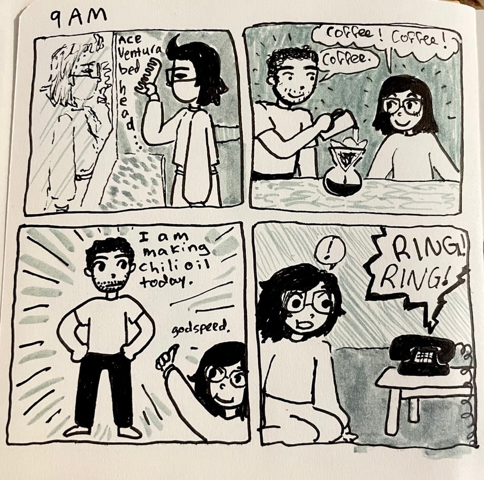 9 AM hourly comic about starting the day