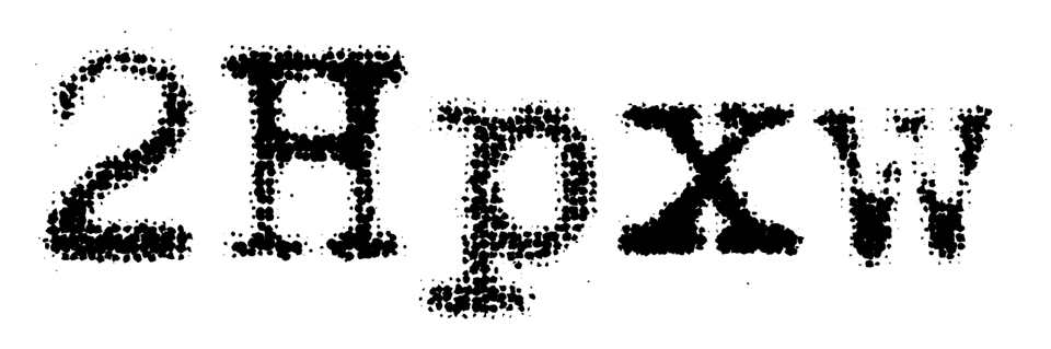 Some letters from LTR NCND HD Pro. The ribbon effects are clearly visible.