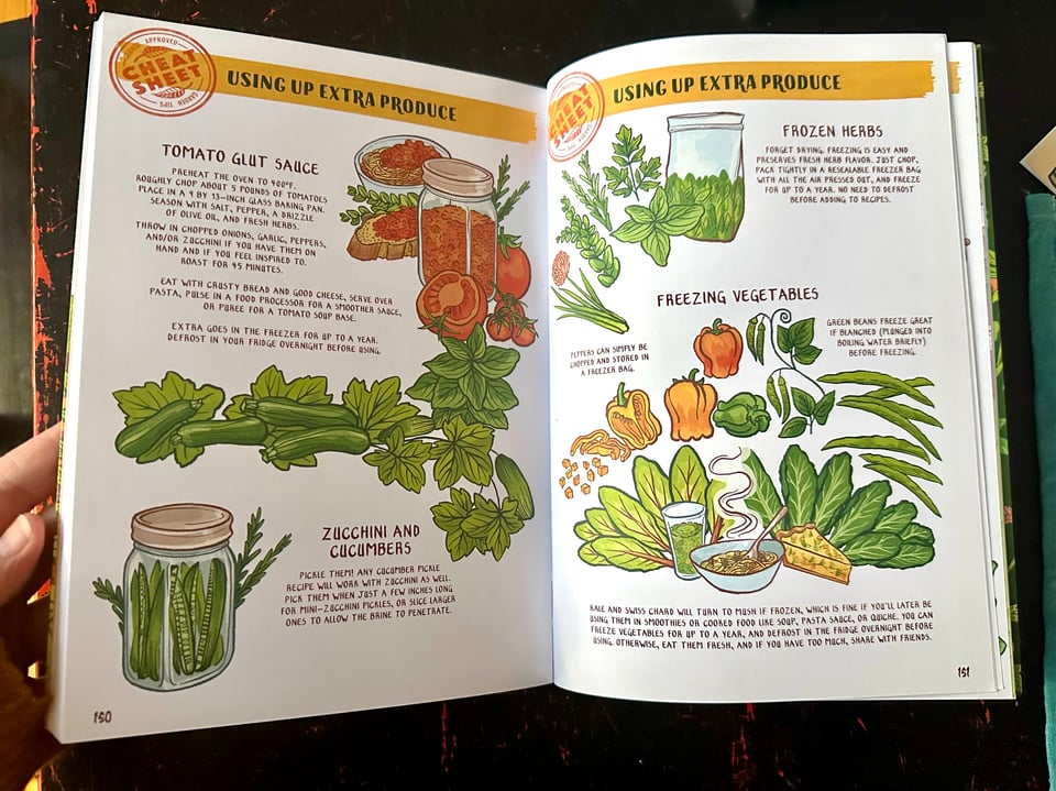 a spread about harvests from The Comic Book Guide to Growing Food