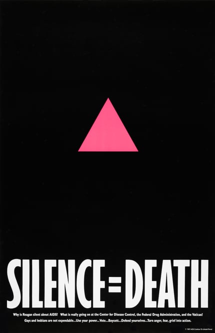 ACT UP’s *Silence = Death poster*, 1987.