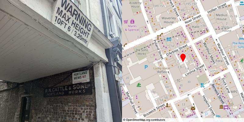 A picture and map of the mews