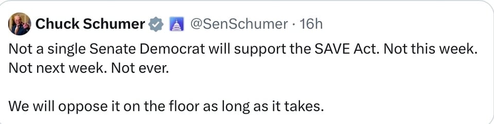 Minority Leader Schumer made clear where the Democrats stand.