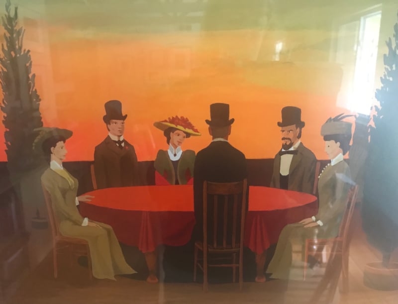 Close up view of the print "The Table" by Philip Curtis
