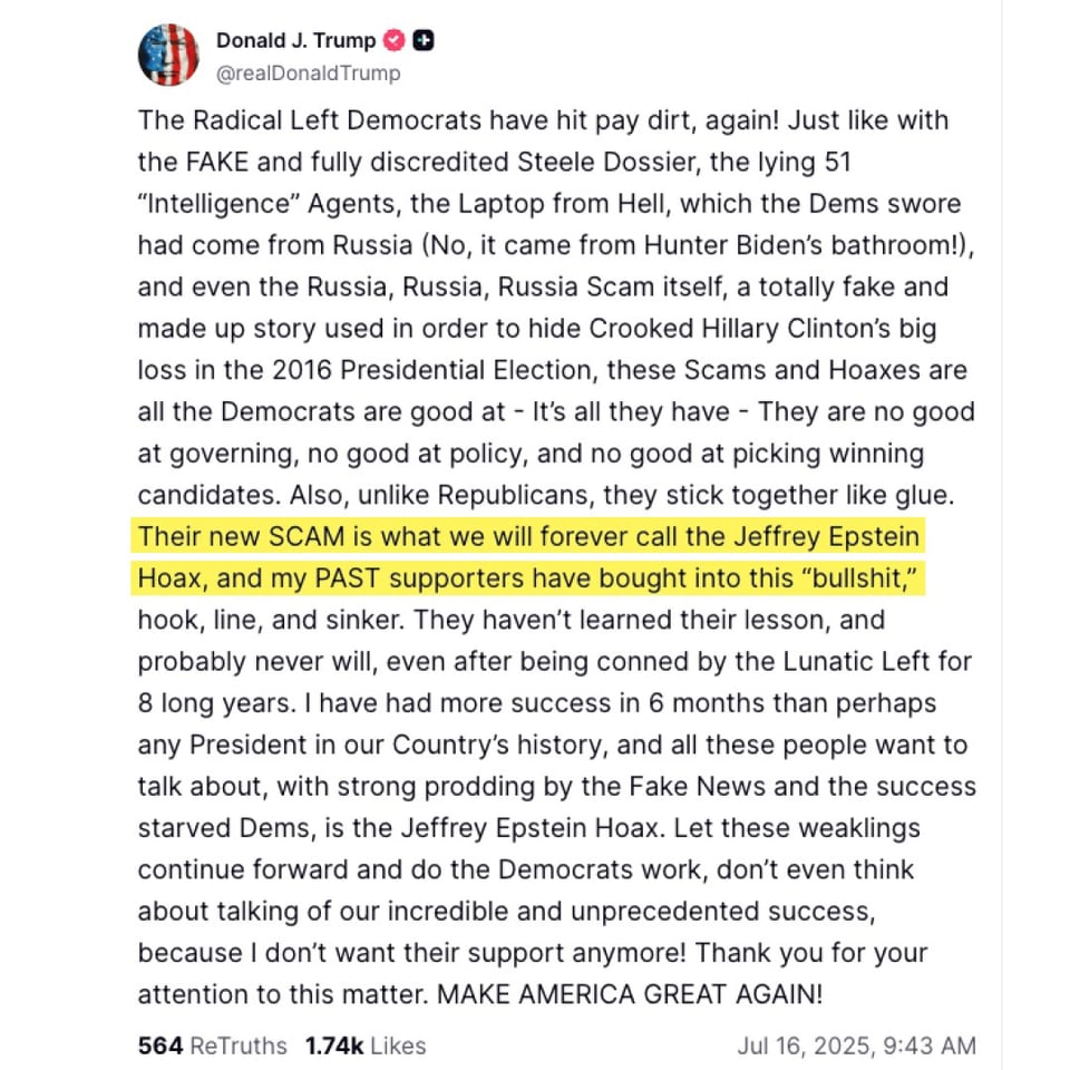 Trump rants against MAGA again for demanding Epstein files 