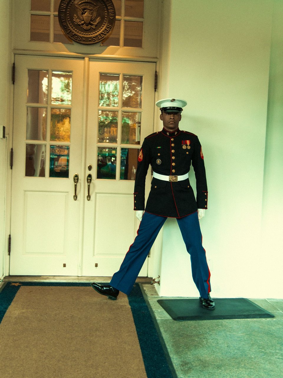 A Marine stands sentry.
