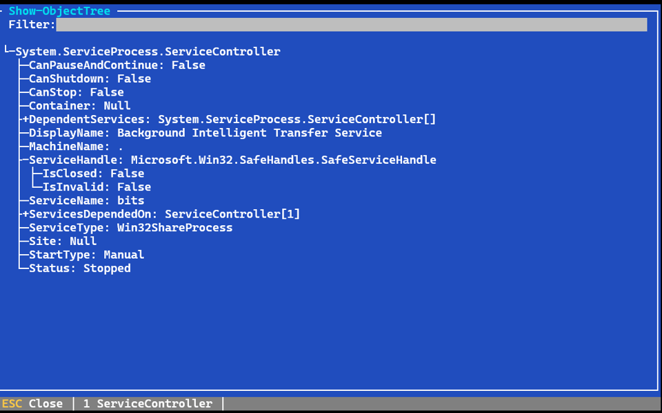 Show Bits Service Object