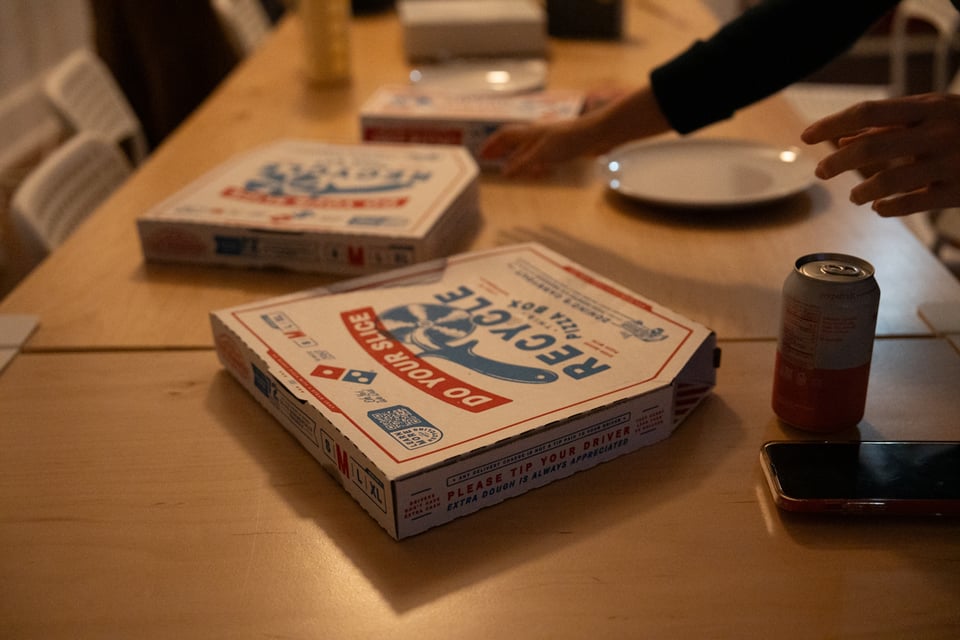 Boxes of pizza.