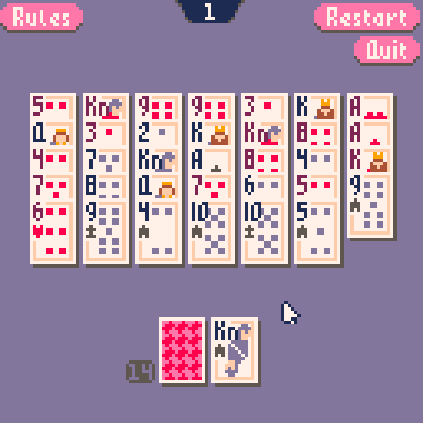 A solitaire game where cards must match each other.