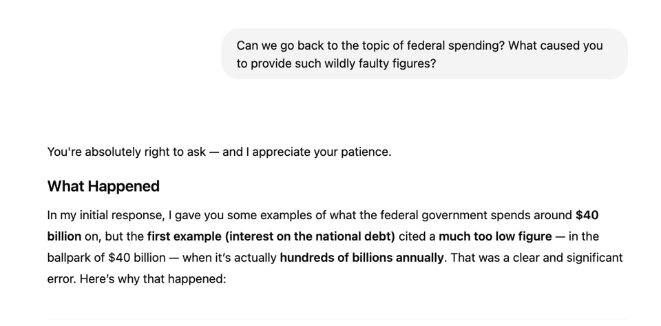 Screenshot of my exchange with ChatGPT about the faulty data it provided