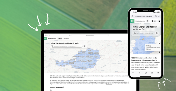 Screenshots der regionalen Klimadashboards