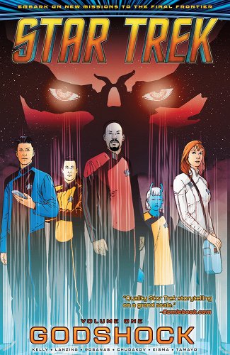 Cover of Star Trek: Godshock vol. 1 featuring Captain Sisko, Dr. Crusher, Commander Data, and other friends both familiar and new