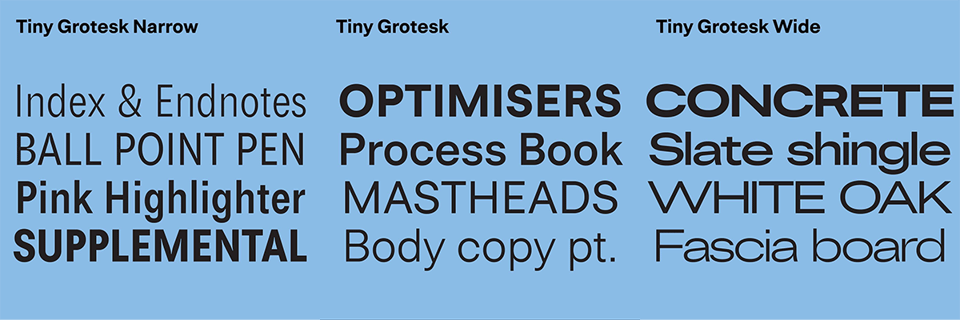 Specimen of Tiny Grotesk