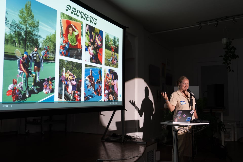 Carly presenting at In The Making.