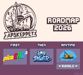 Apskeppet's roadmap for 2026. First picoCAD 2, then Icy Tower.