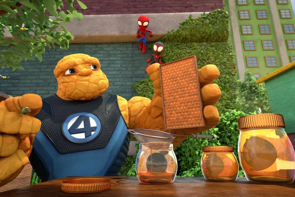 an image of the thing and two spider-men celebrating rosh hashana