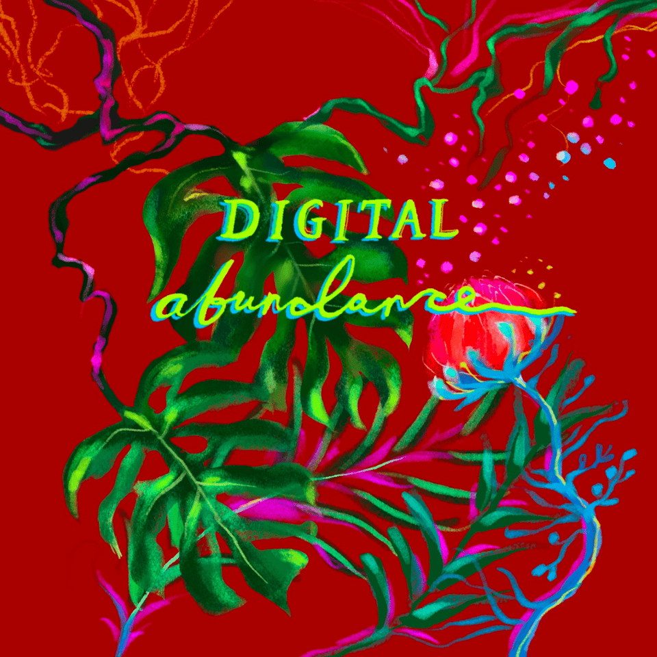 digital abundance header - plants on red background