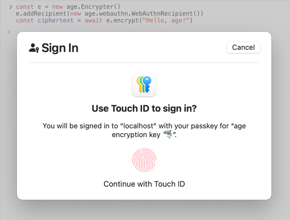 a credential usage prompt