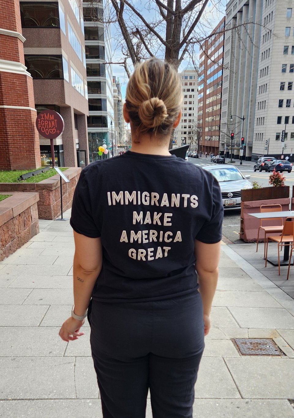 A server at Immigrant Cafe in Washington DC