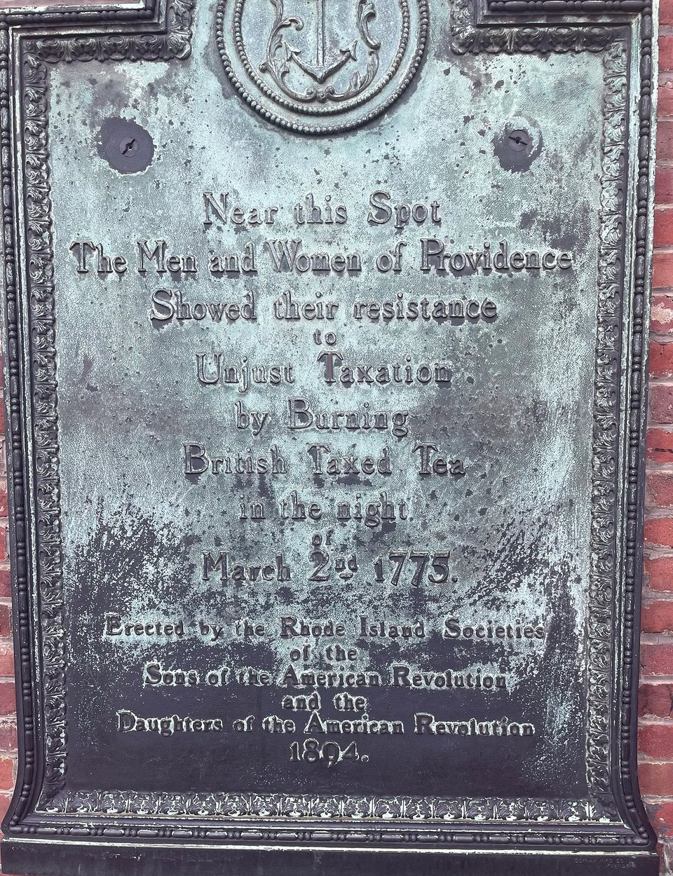 Memorial of revolutionary action at Brown university.