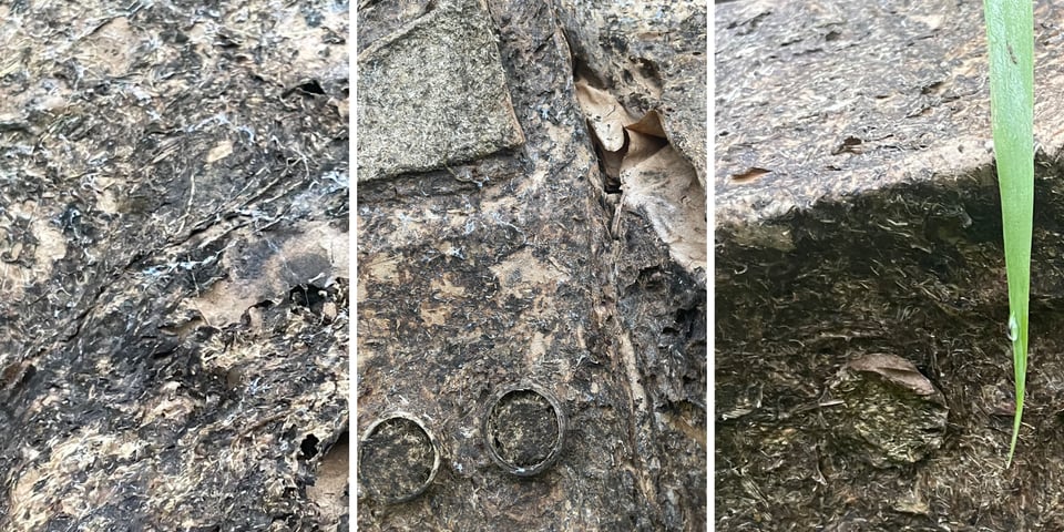 Details of spaceship sculpture showing decay and decomposition.