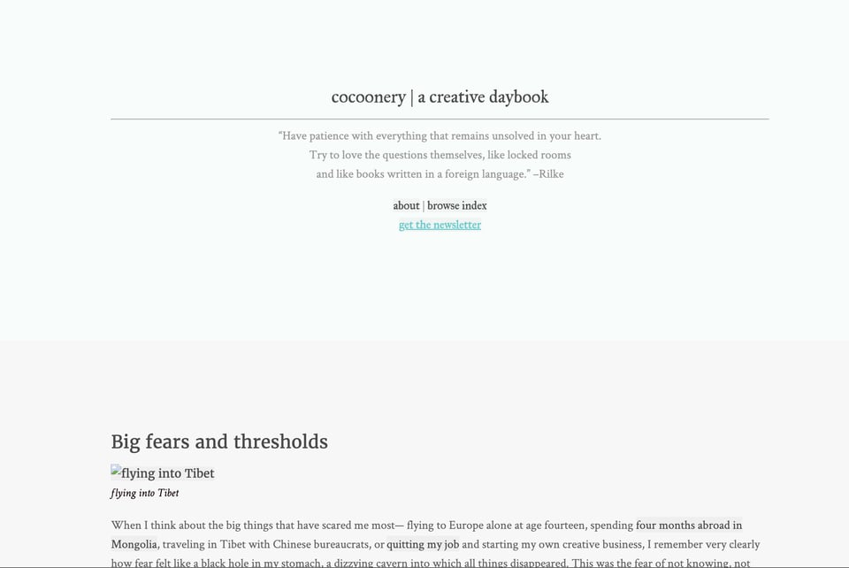 screenshot of my first blog