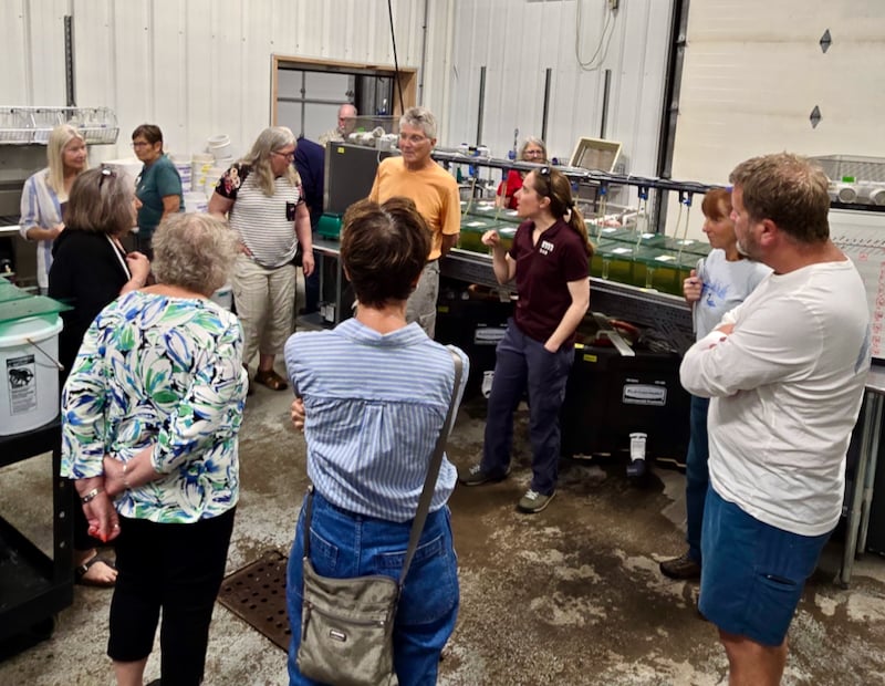 Kate Holcomb, Mussel Program Supervisor at the DNR’s River Ecology Unit, speaks to FSPA members about the work of the Lake City Mussel Lab.
