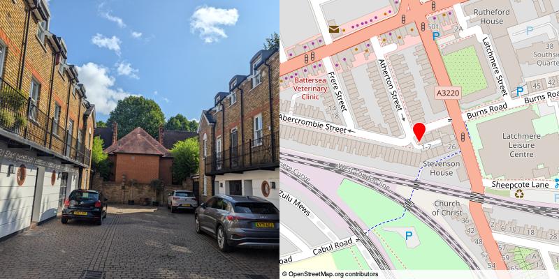 A picture and map of the mews